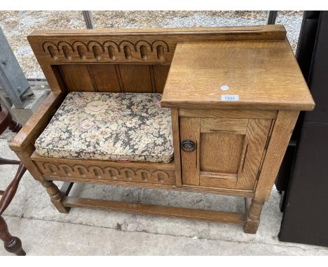 AN OAK TELEPHONE SEAT 