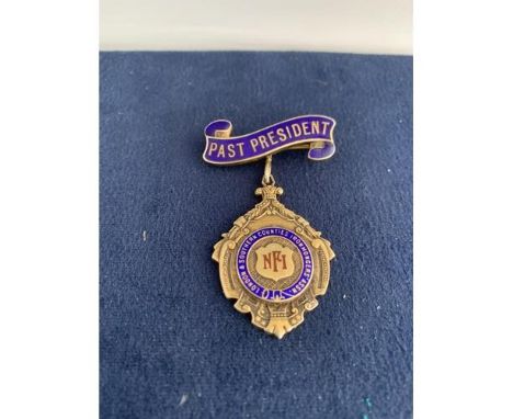 VINTAGE BIRMINGHAM SILVER 'NFI' ENAMEL MEDAL FOR THE PAST PRESIDENT TOTAL GROSS WEIGHT 23 GRAMS 