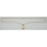 1 Schlangenkette GG 14ct., 1 Anhänger GG 18ct. mit kleinen Brillanten bis zu ca. 0,03ct., lt. Zertif