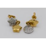 1 Paar Ohrstecker GG/WG 18ct. WEMPE "Mond und Sterne" mit Zertifikat: Brillanten (38 Stück) zus. 0,2