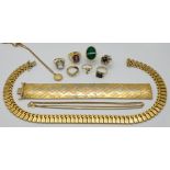 1 Konv. Schmuck GG/WG/RG je 18ct. sowie 5 Damenringe je GG 14ct. z.T. mit Diamanten und Edelsteinen,