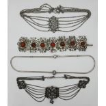 2 Trachtenkropfketten je Silber 835, 1 Kette Silber 925 PANDORA sowie 1 Armband wohl Metall versilbe