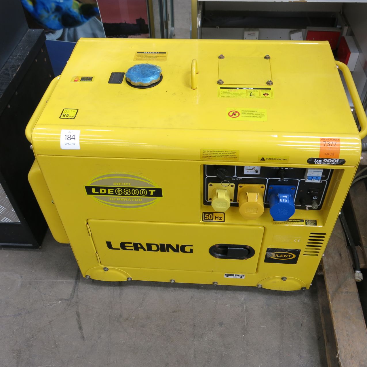 Lot 184 - A leading diesel LDE6800T generator, rated power 4.5-5 KVA,