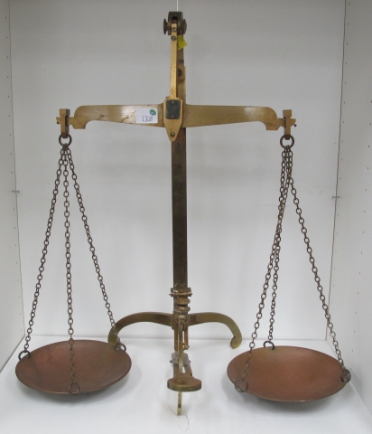 A large Brass set of Balance Scales G Stephenson of London standing ...