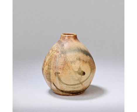 NORAH BRADEN (BRITISH, 1901-2001)Vase, circa 1930Stoneware, ash glazes with painted design. 15.3 cm high, 14 cm diameter Pain