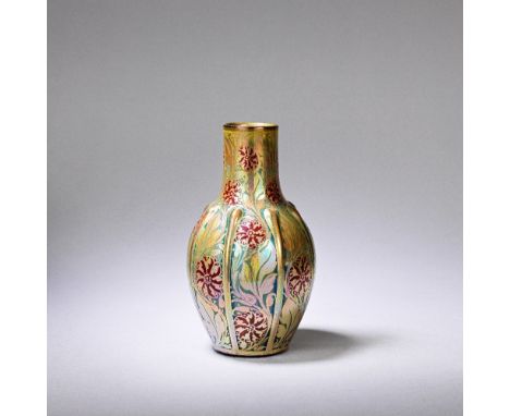 CHARLES CUNDALL (1890-1971) FOR PILKINGTON'SLustre vase, 1910Ceramic, the oviform with raised and trailing decoration, painte