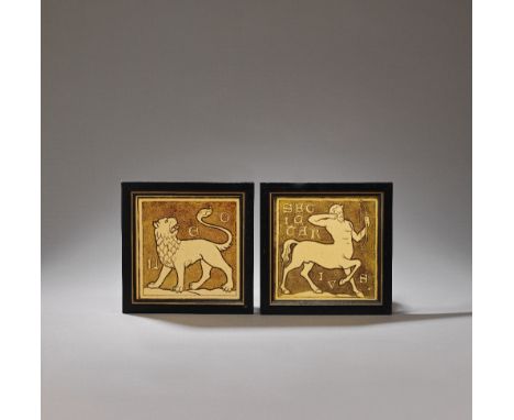 WILLIAM BURGES (BRITISH, 1828-1881) FOR W.B. SIMPSON & SONSTwo 'Zodiac' tiles, late 19th CenturyCeramic, painted underglaze i