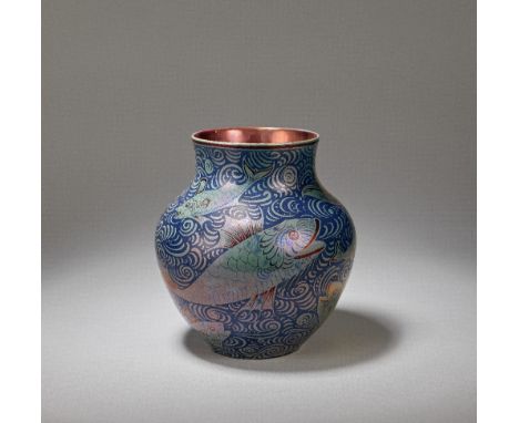 WILLIAM DE MORGAN (BRITISH, 1839-1917)'Sunset and Moonlight' baluster vase, 1895Earthenware, triple-lustre glaze, decorated w