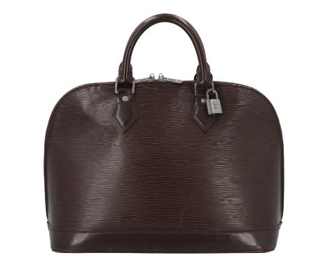 LOUIS VUITTON Handtasche "ALMA". Koll. 2002. Epi Leder SErie in Dunkelbraun mit silberfarbener Hardware. Klassisches Modell m