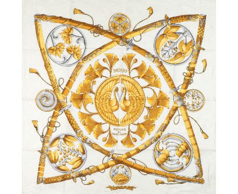 HERMÈS Seidencarré 'DAIMYO PRINCES DU SOLEIL LEVANT'. By Françoise Façonnet, Entwurf erstmals erschienen 1990. Akt. NP.: 495,