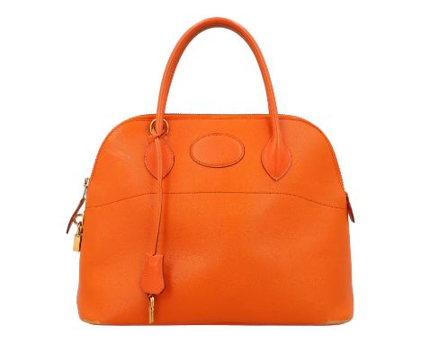HERMÈS VINTAGE Handtasche "BOLIDE 32". Koll. 1994. Gulliver Leder in Orange mit goldfarbener Hardware. Klassisches Modell mit