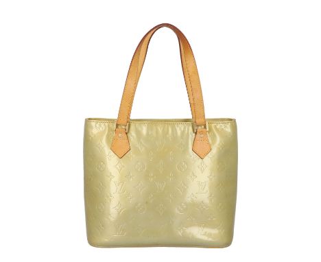 LOUIS VUITTON VINTAGE Handtasche "HOUSTON". Koll. 1998. Vernis Leder Serie in Goldfarben mit goldfarbener Hardware und naturb