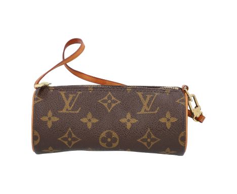 LOUIS VUITTON Pochette. Mini Papillon. Monogram Canvas Serie mit goldfarbener Hardware und kleinem Lederband mit Karabinerver