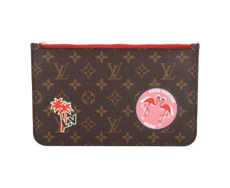LOUIS VUITTON Pochette, Koll. 2018. Pochette welche zur Neverfull gehört. Monogram Canvas Serie mit goldfarbener Hardware und