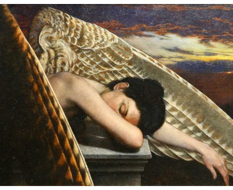 JOHN AFFLICK (BORN 1967) THE LAMENTING ANGEL ‡ Oil on panel
With certificates verso
 37cm x 47cm