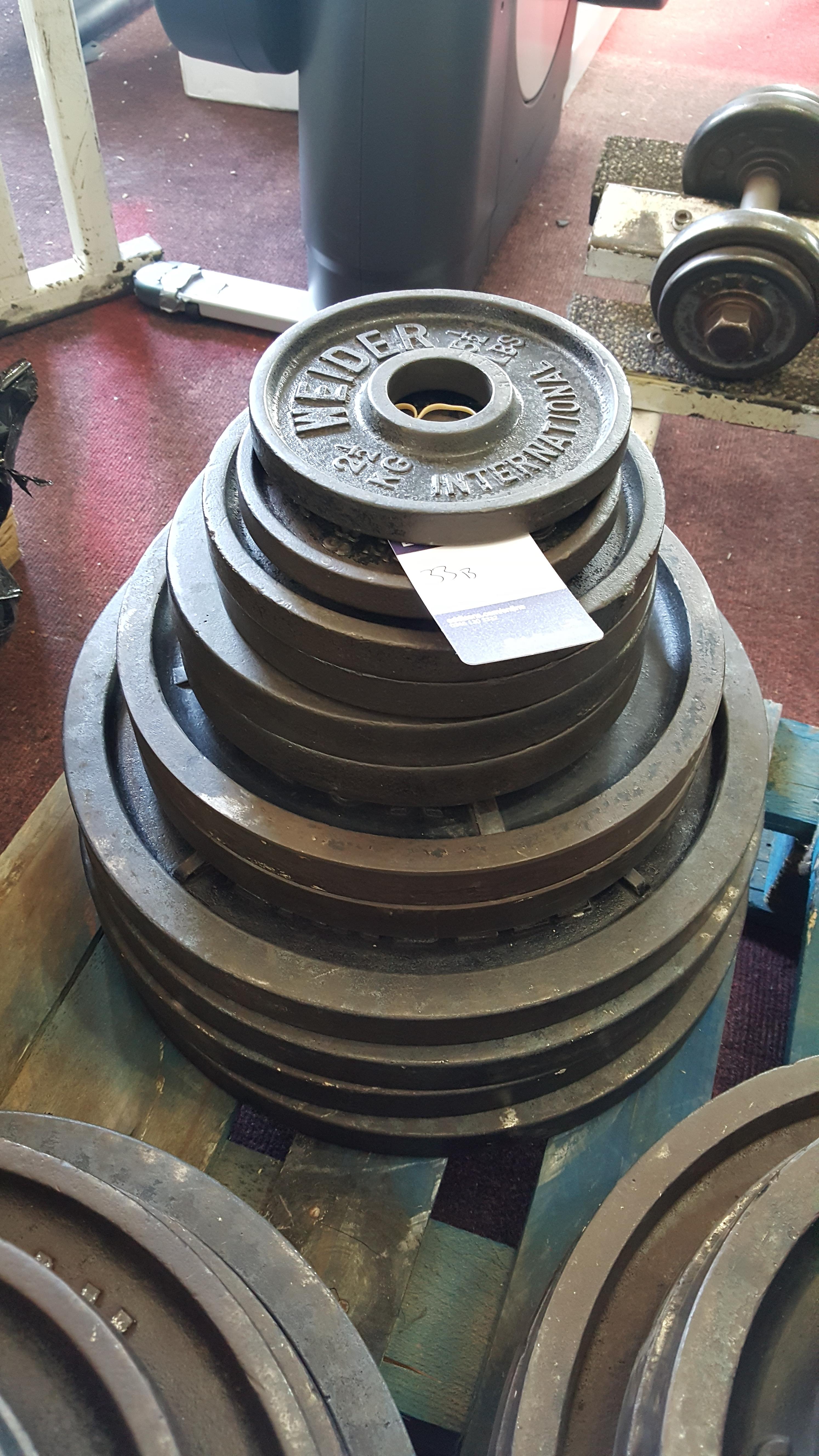 12 x Various Weight Lifting Plates 4 x 20kg, 2 x 15kg, 2 x 10kg, 2 x
