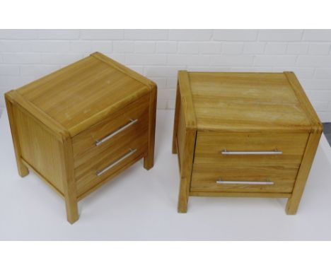A pair of modern light oak bedsides, 49 x 51cm, (2) 