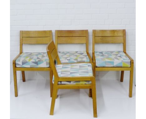 Four Habitat light oak chairs with upholstered seats, 76 x 50cm (4) 