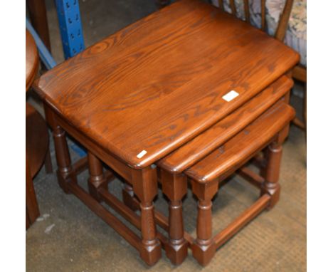 NEST OF 3 ERCOL OAK TABLES     