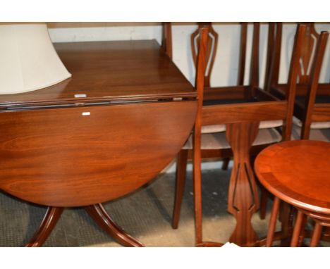 MAHOGANY DROP LEAF TABLE WITH 4 CHAIRS     