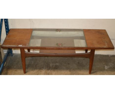 TEAK GLASS TOP COFFEE TABLE     