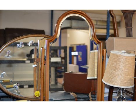 2 SHAVING/DRESSING MIRRORS &amp; OLD GLASS LAMP     