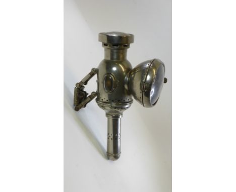 Candle Lamp.  A good quality lamp of brass construction with a good coating of nickel-plate, named 'Reppie', it has clear sid