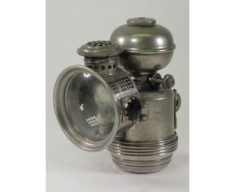 A Mathews &amp; Willard 'Lancaster',  acetylene gas lamp. Dating circa 1900, a second model lamp with original nickel-plating