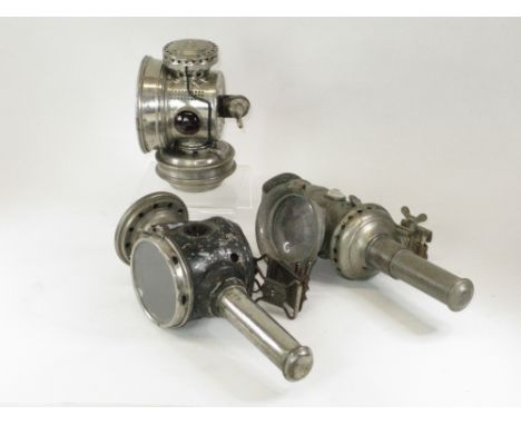A c1899 Twentieth Century Kerosene-Powered Lamp. Having good nickel-plating, aluminium reflector, carrying bail and mounting 