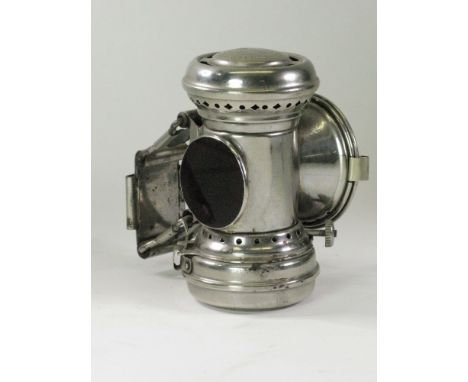 A c1910 H. Miller &amp; Co., 'Millo' combination front and rear oil-powered lamp. A rare lamp with side-mounted sprung mounti
