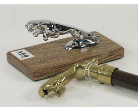 A Jaguar Mascot.  A chromium-plated petit example, probably dating from the 1970s, 5-inches long and mounted on a display bas