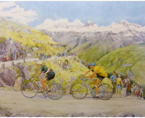 Leonard Goff: Into The Clouds from Aosta to Lausanne - Signed Limited Edition Print. A large horizontal format colour lithogr