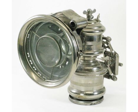 A c1910 Windmuller's 'Hella' Acetylene Gas Lamp. An excellent example, retaining its correct and undamaged 'Hartglas' funnell