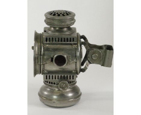 A c1898 Bridport Implement Co. 'Tally-Ho'. A good quality Kerosene lamp, nickel-plated on brass with side glasses, double con