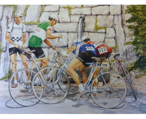 Leonard Goff: Water Carriers - Signed Limited Edition Print. A large horizontal format colour lithographic print showing four