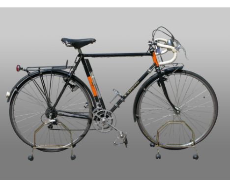 A c1966 Les Ephgrave 'No 1'. A lightweight bicycle, having a 23-inch black-enamelled frame with lugs lined in gold and spear-