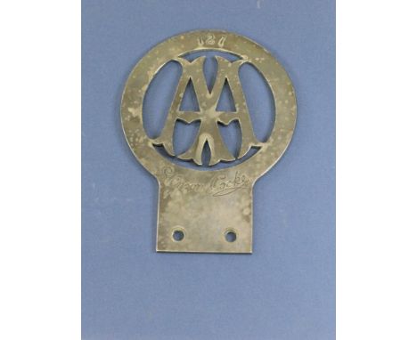 A 'Stenson Cooke' AA Badge. Numbered 127, and without the later edition of the word ‘secretary’, a reproduction of the entwin