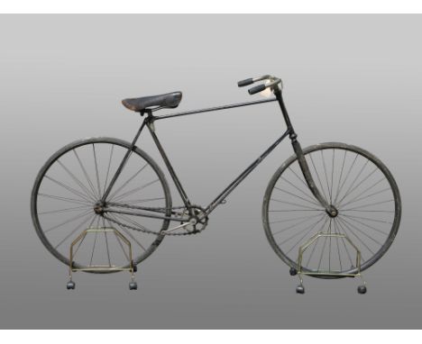 A c1892 Open-Frame Safety Bicycle.  This unusual lightweight, long wheelbase bicycle features a 22-inch diamond frame of smal