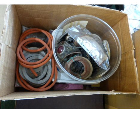Lamp Spares, to include a good selection of front glasses, rubber seals, wick, lamp bodies, etc. (2 boxes)