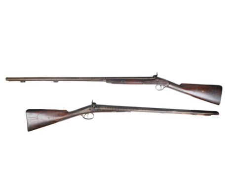 Two antique percussion-cap firearms Both guns muzzle-loading. One a shotgun, unmarked, the other a musket with the lockplate 