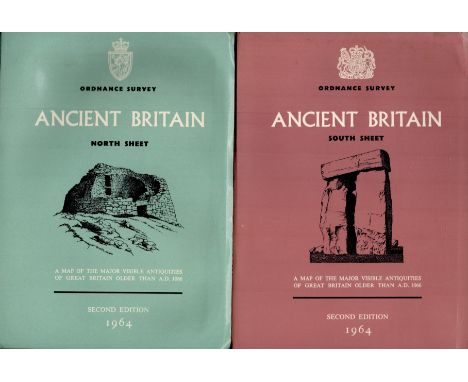 Ordnance Survey maps of Ancient Britain. Blue = North Sheet - Second edition 1964 Red = South Sheet - Second edition 1964 Two