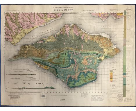 A rolled-up Ordnance Survey map of The Geological Survey of the Isle of Wight. Dated 1885. Printed for Ordnance Survey in 192