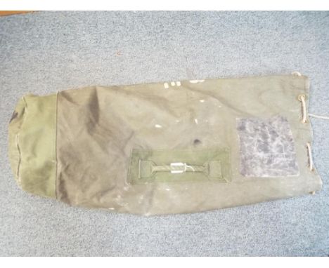 A British Army kit bag with regimental markings. Estimate £10 - £15