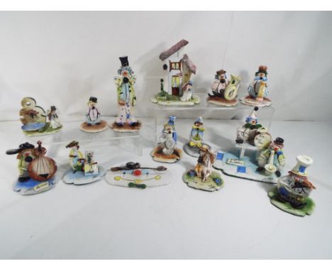 Lino Zampiva ceramics - fourteen hand crafted Zampiva ceramic Italian sculptured clowns, various sizes all signed