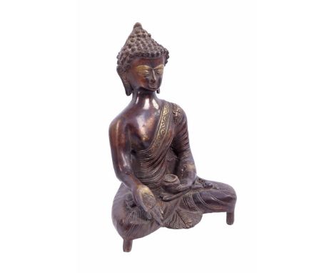 Bronze oriental seated Buddha statue, 20th century, 22 cm high