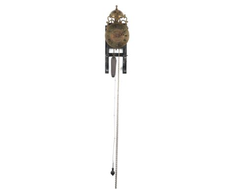 Lantern clock with brass front, after 18th century example, 20th century, 45 cm high