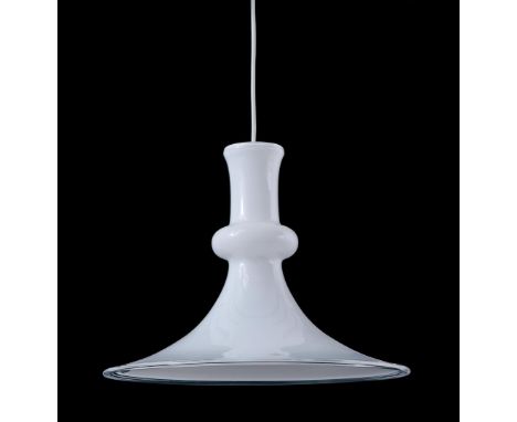 Opaline hanging lamp, design Michael Bang, executed by Holmegaard, model 'Etude', and with factory sticker, Denmark, design y