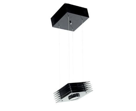Ettore Sottsass (1917-2007)Memphis style black aluminum and metal height adjustable pendant lamp, design Ettore Sottsass vers