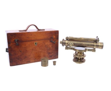 Brass theodolite, marked A.G. Thornton &amp; Co Birmingham, in mahogany case, marked with plate J.A. Reynolds &amp; Co manufa