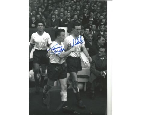 Football Terry Dyson and Les Allen signed 12x8 black and white photo pictured walking out while playing for Tottenham Hotspur